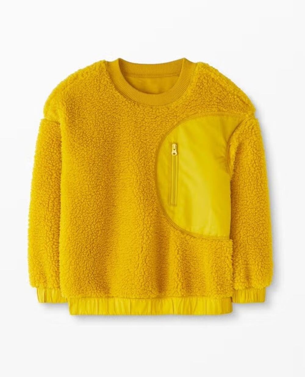 Hanna Andersson Faux Shearling Crewneck Top Kids Size 5 Yellow Fuzzy Sweatshirt